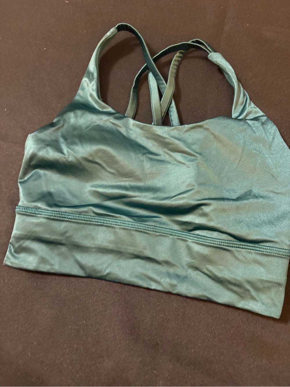 lululemon athletica Satin-Look Strappy Sports Bra - Teal Green